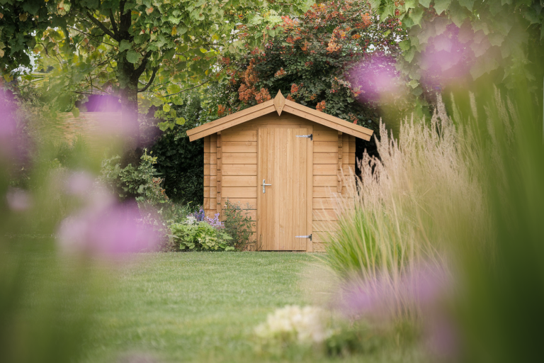 cabane-jardin-bois-plantes-fleuries