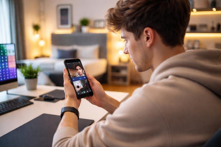 adulte-bureau-smartphone-tiktok-chambre