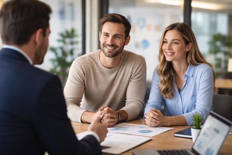 conseiller-financier-couple-bureau-moderne